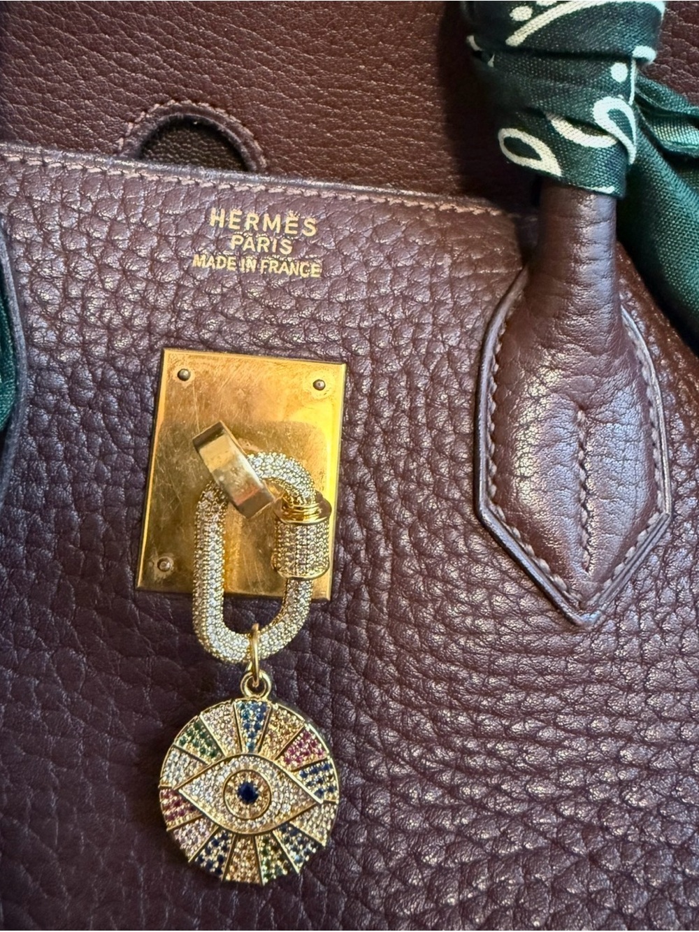 Burgundy Leather Tote with Gold-Tone Hardware